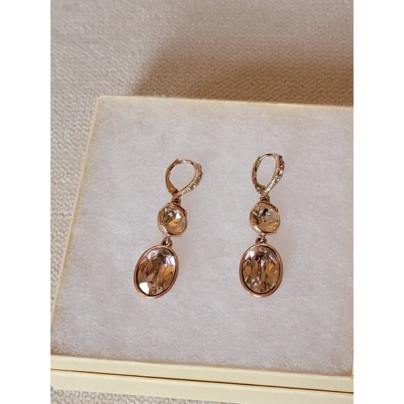 Givenchy Vintage Rose Gold Crystal Drop Earrings - Picture 2 of 6